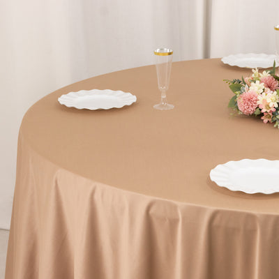 Scuba Round Tablecloth 108" Nude - Wrinkle Free Table Cover