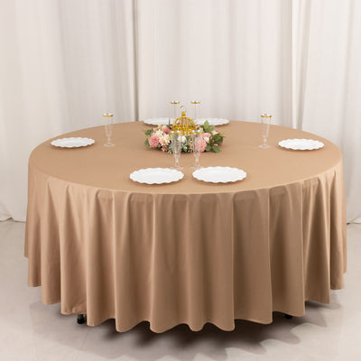 Scuba Round Tablecloth 108" Nude - Wrinkle Free Table Cover