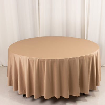 Scuba Round Tablecloth 108" Nude - Wrinkle Free Table Cover