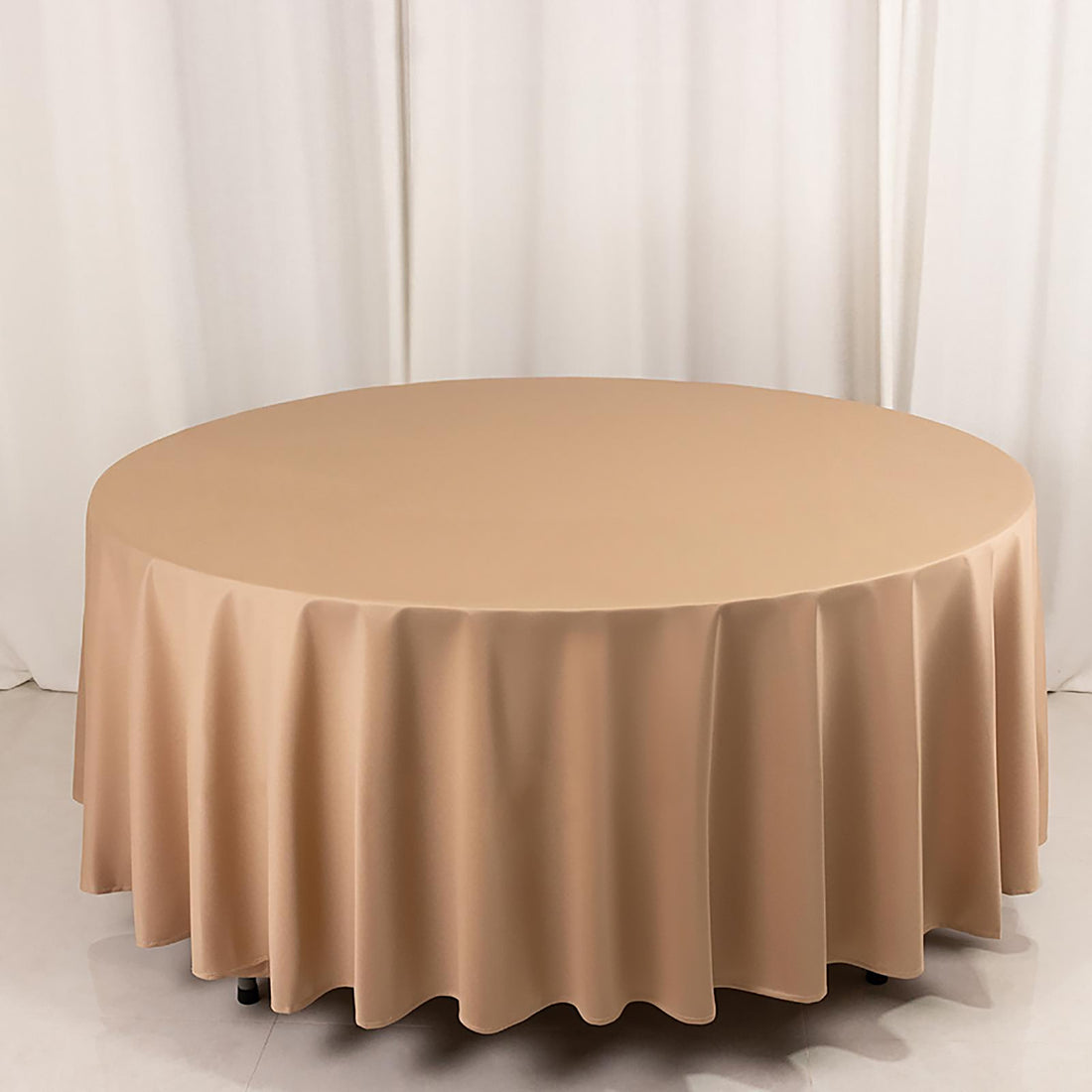 Nude Premium Scuba Round Tablecloth, Wrinkle Free Polyester Seamless Tablecloth