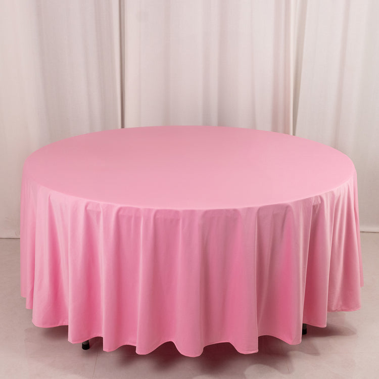 Pink Premium Scuba Round Tablecloth, Wrinkle Free Polyester Seamless Tablecloth