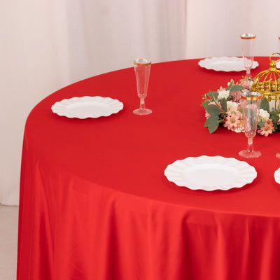 Scuba Round Tablecloth 108" Red - Wrinkle Free Table Cover