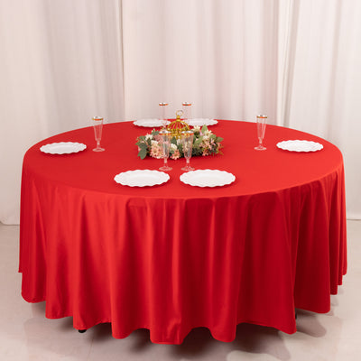 Scuba Round Tablecloth 108" Red - Wrinkle Free Table Cover