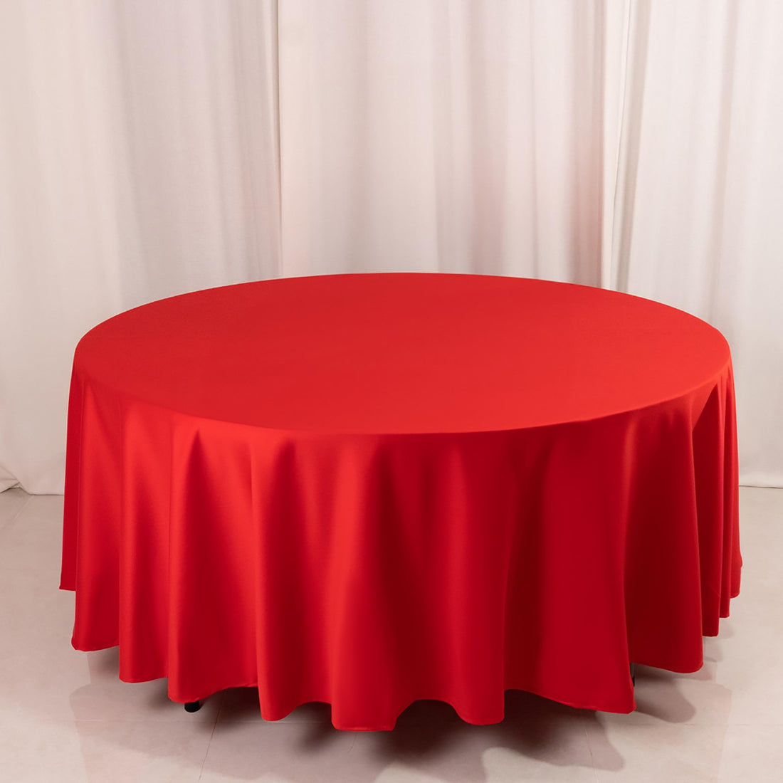 Red Premium Scuba Round Tablecloth, Wrinkle Free Polyester Seamless Tablecloth