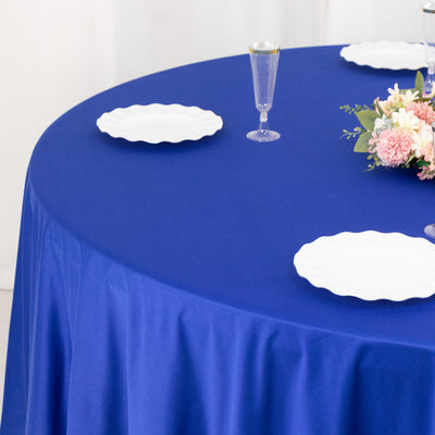 Scuba Round Tablecloth 108" Royal Blue - Wrinkle Free Table Cover