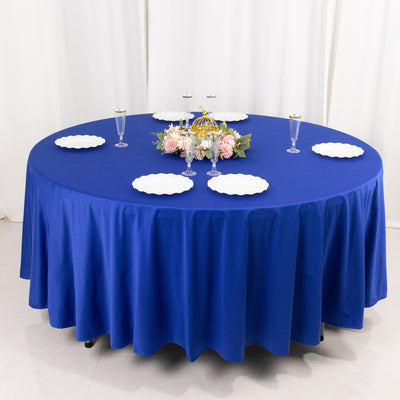 Scuba Round Tablecloth 108" Royal Blue - Wrinkle Free Table Cover