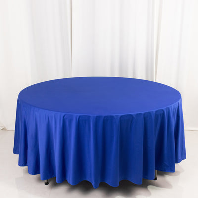 Scuba Round Tablecloth 108" Royal Blue - Wrinkle Free Table Cover