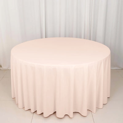 Scuba Round Tablecloth 120" Blush - Seamless & Wrinkle Free Table Cover
