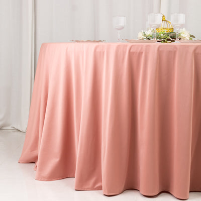 Scuba Round Tablecloth 120" Dusty Rose - Seamless & Wrinkle Free Table Cover