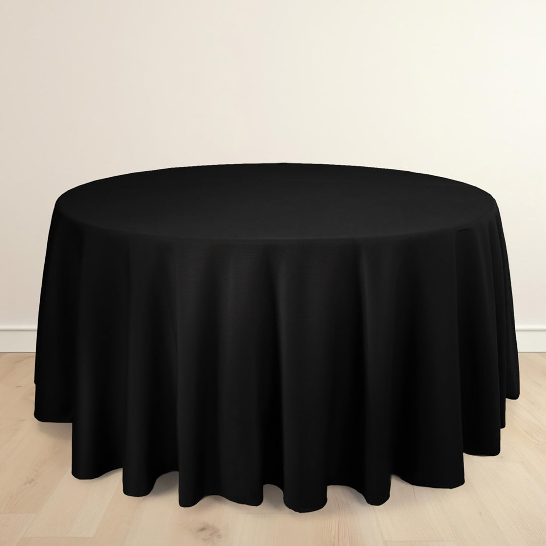 120inch Black Premium Scuba Round Tablecloth, Wrinkle Free Polyester Seamless Tablecloth