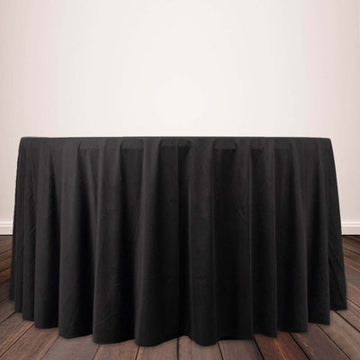 Scuba Round Tablecloth 120" Black - Wrinkle Free & Stain Resistant Sophisticated Seamless Table Cover