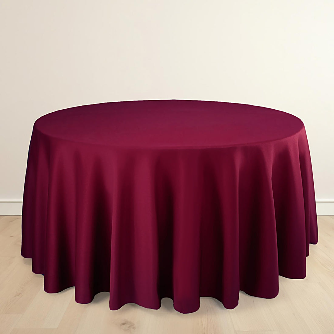 Burgundy Premium Scuba Round Tablecloth, Wrinkle Free Polyester Seamless Tablecloth 120inch