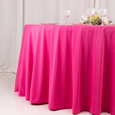 Scuba Round Tablecloth 120" Fuchsia - Seamless & Wrinkle Free Table Cover