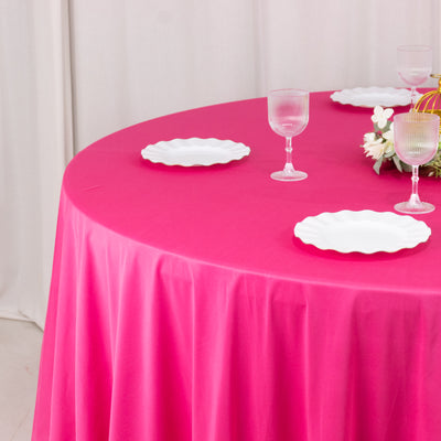 Scuba Round Tablecloth 120" Fuchsia - Seamless & Wrinkle Free Table Cover