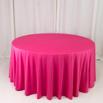 Scuba Round Tablecloth 120" Fuchsia - Seamless & Wrinkle Free Table Cover