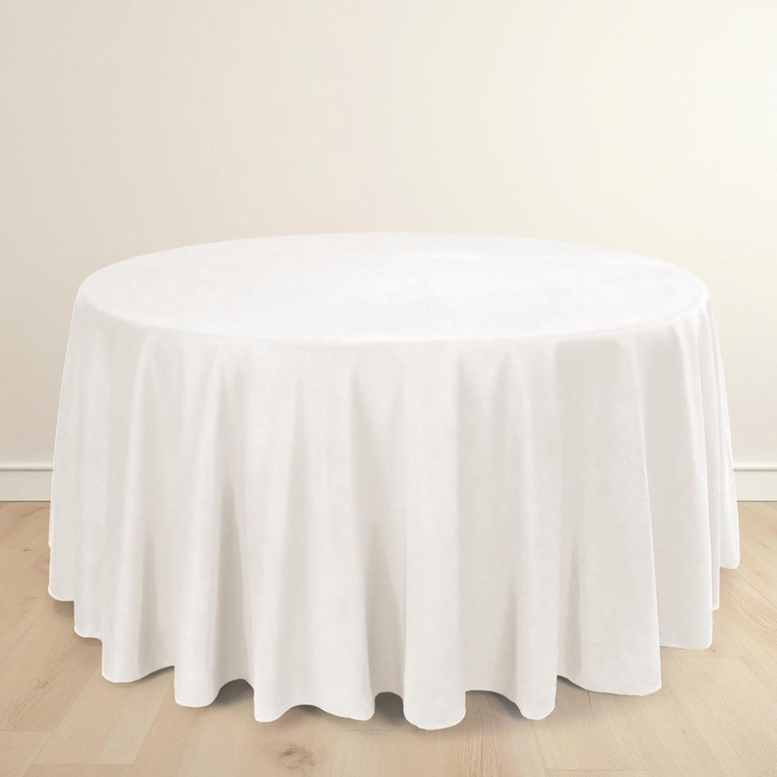 120inch Ivory Premium Scuba Round Tablecloth, Wrinkle Free Polyester Seamless Tablecloth
