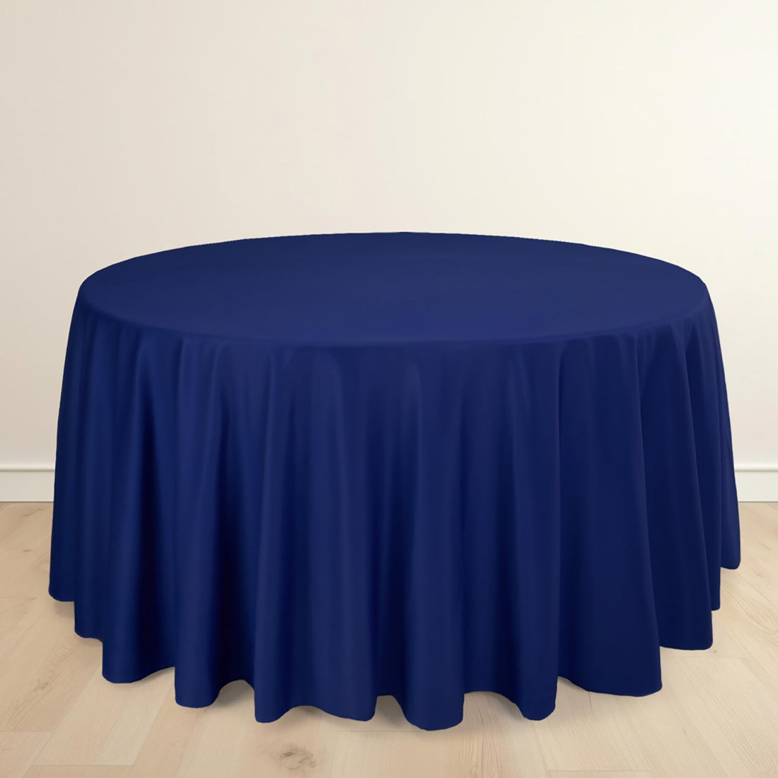 Navy Blue Premium Scuba Round Tablecloth, Wrinkle Free Polyester Seamless Tablecloth 120inch