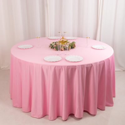 Scuba Round Tablecloth 120" Pink - Seamless & Wrinkle Free Table Cover