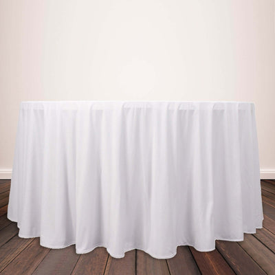 Scuba Round Tablecloth 120" White - Wrinkle Free & Stain Resistant Sophisticated Seamless Table Cover