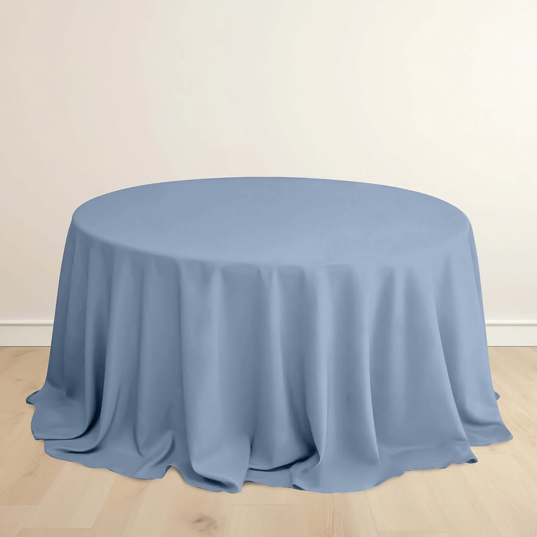 Dusty Blue Premium Scuba Round Tablecloth, Wrinkle Free Polyester Seamless Tablecloth 132inch