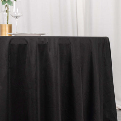 Scuba Round Tablecloth 132" Black - Wrinkle Free & Stain Resistant Sophisticated Seamless Table Cover