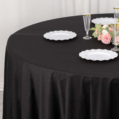 Scuba Round Tablecloth 132" Black - Wrinkle Free & Stain Resistant Sophisticated Seamless Table Cover