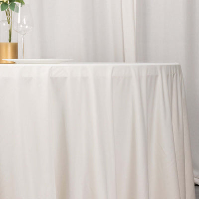 Scuba Round Tablecloth 132" Ivory - Seamless & Wrinkle Free Table Cover