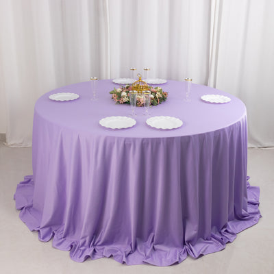 Scuba Round Tablecloth 132" Lavender Lilac - Seamless & Wrinkle Free Table Cover