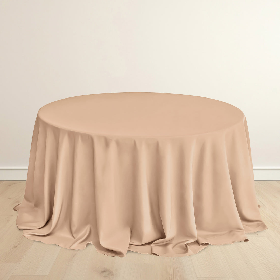Nude Premium Scuba Round Tablecloth, Wrinkle Free Polyester Seamless Tablecloth 132inch