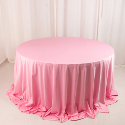 Scuba Round Tablecloth 132" Pink - Seamless & Wrinkle Free Table Cover