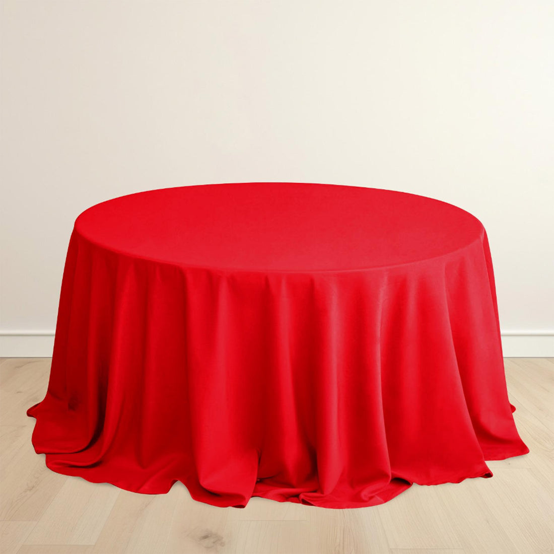 Red Premium Scuba Round Tablecloth, Wrinkle Free Polyester Seamless Tablecloth