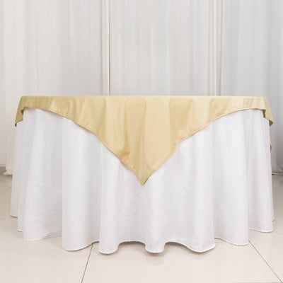 Premium Polyester Square Table Overlay 54"x54" Beige - 220GSM Wrinkle-Resistant Table Topper