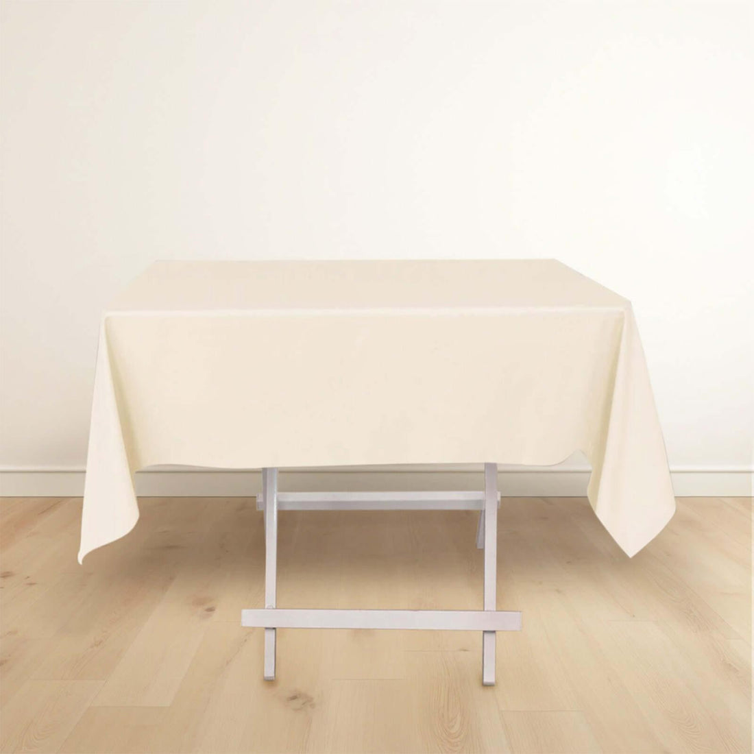 Beige Premium Scuba Square Tablecloth, Wrinkle Free Polyester Seamless Tablecloth