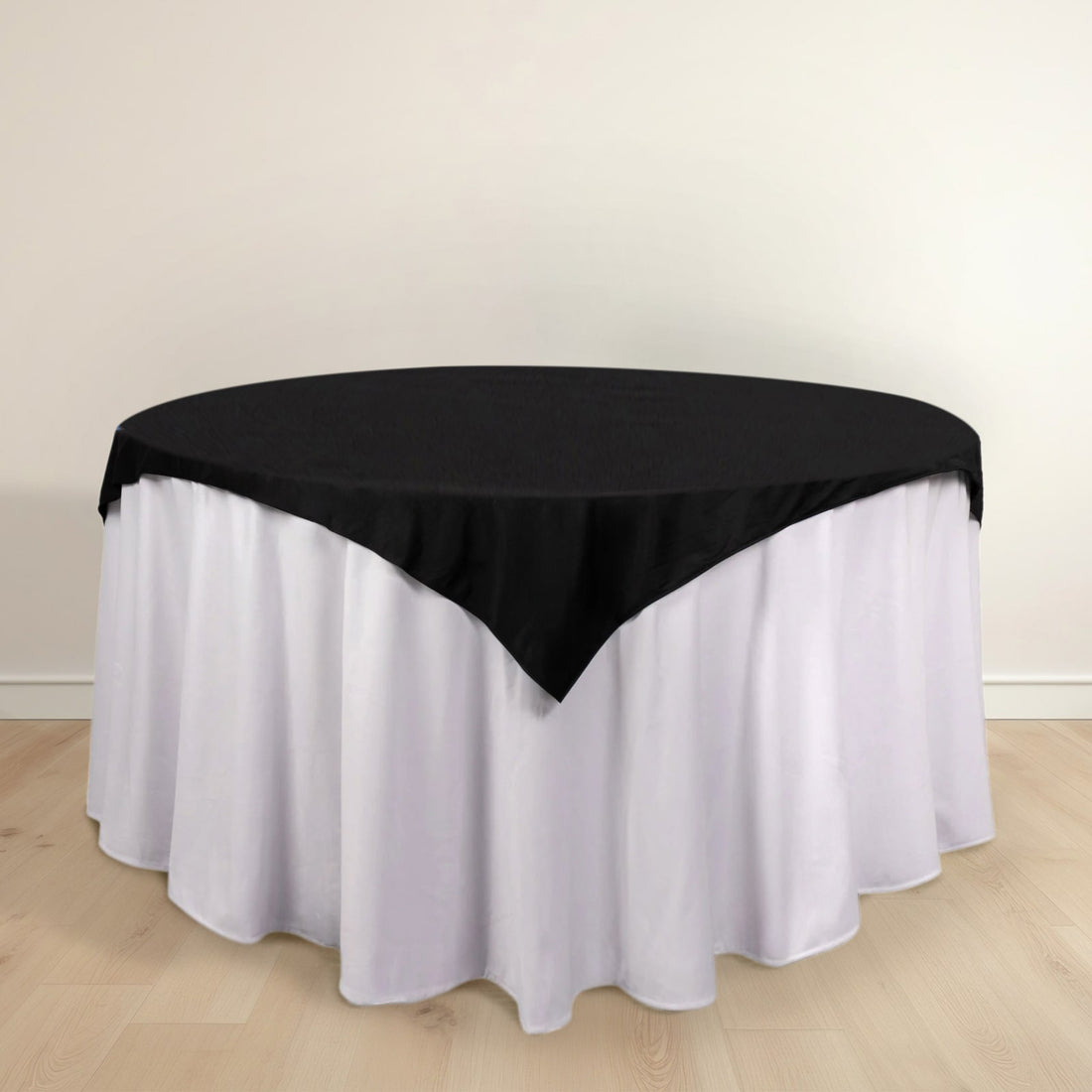 54inch Black Premium Scuba Square Table Overlay, Wrinkle Free Polyester Seamless Table Topper