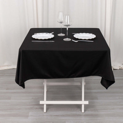 Scuba Square Tablecloth 54"x54" Black - Wrinkle Free Table Cover