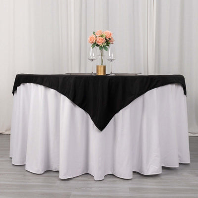 Scuba Square Table Overlay 54"x54" Black - Wrinkle Free Tablecloth Topper