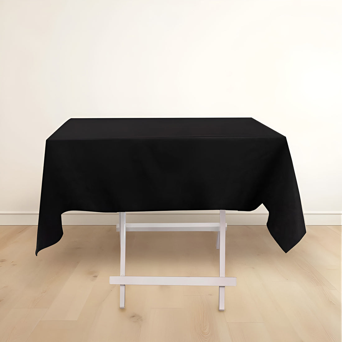 54inch Black Premium Scuba Square Tablecloth, Wrinkle Free Polyester Seamless Tablecloth
