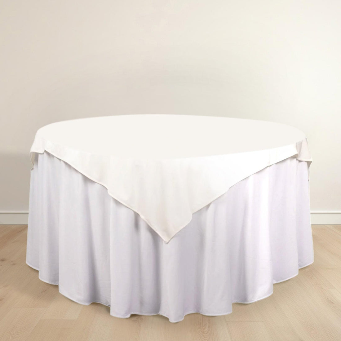 54inch Ivory Premium Scuba Square Table Overlay, Wrinkle Free Polyester Seamless Table Topper