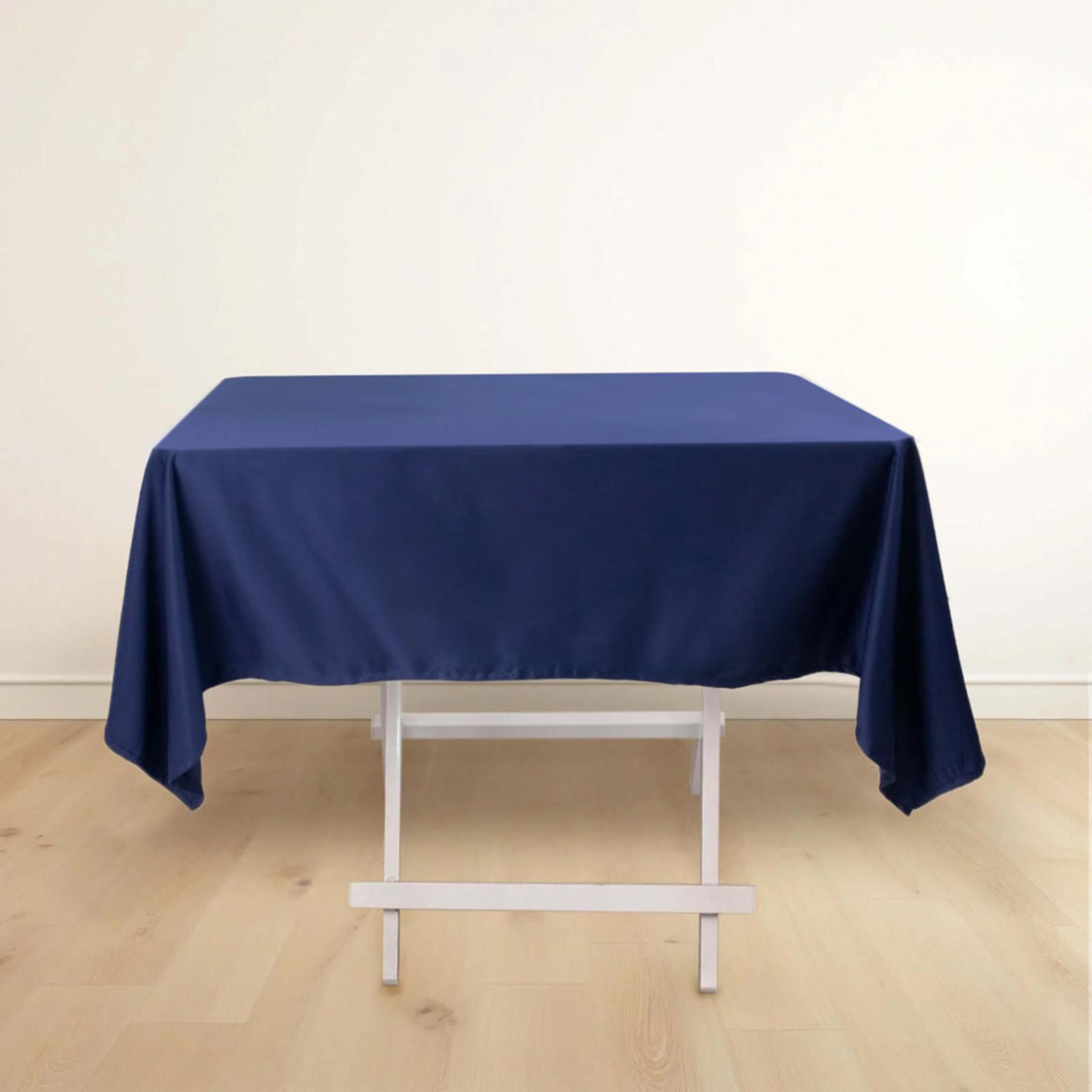 Navy Blue Premium Scuba Square Tablecloth, Wrinkle Free Polyester Seamless Tablecloth - 54inch