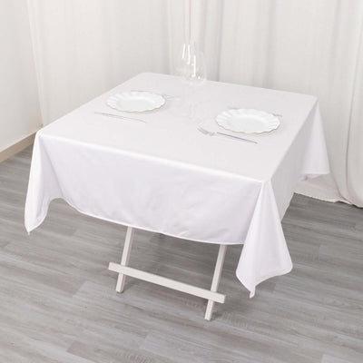 Scuba Square Tablecloth 54"x54" White - Wrinkle Free & Stain Resistant Sophisticated Table Cover