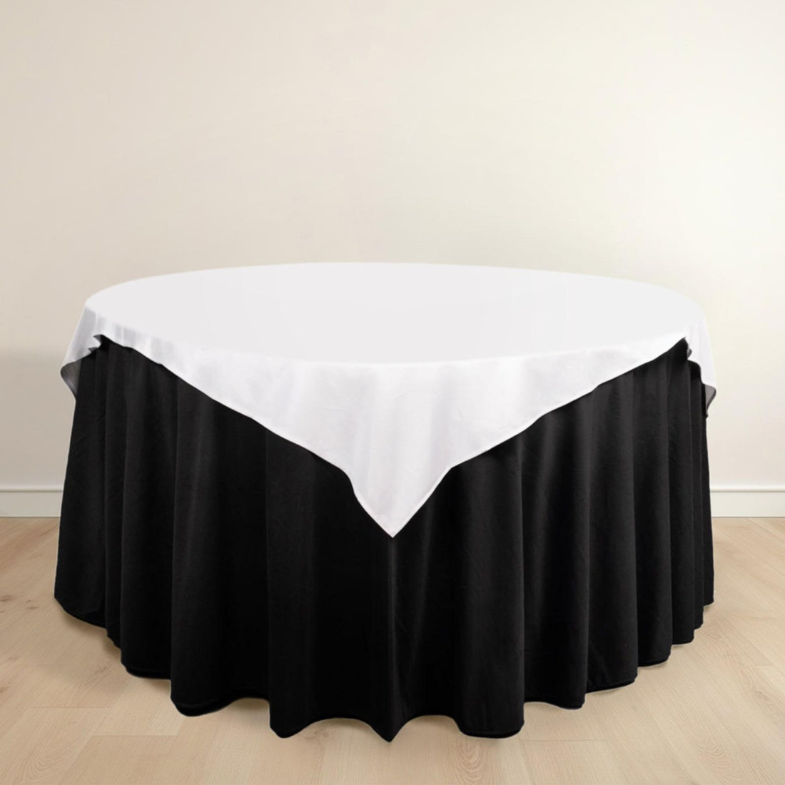 54inch White Premium Scuba Square Table Overlay, Wrinkle Free Polyester Seamless Table Topper