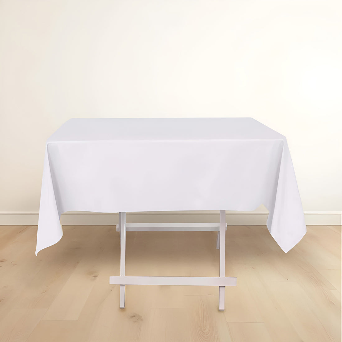54inch White Premium Scuba Square Tablecloth, Wrinkle Free Polyester Seamless Tablecloth