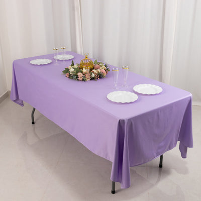 Scuba Rectangular Tablecloth 60"x102" Lavender Lilac - Wrinkle Free Table Cover