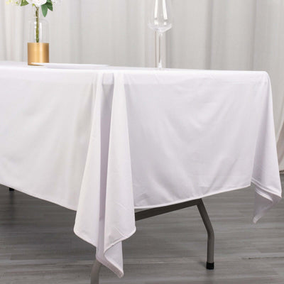 Scuba Rectangular Tablecloth 60"x102" White - Wrinkle Free & Stain Resistant Sophisticated Table Cover