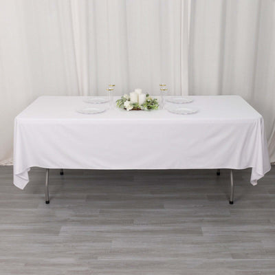Scuba Rectangular Tablecloth 60"x102" White - Wrinkle Free & Stain Resistant Sophisticated Table Cover