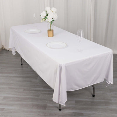 Scuba Rectangular Tablecloth 60"x102" White - Wrinkle Free & Stain Resistant Sophisticated Table Cover
