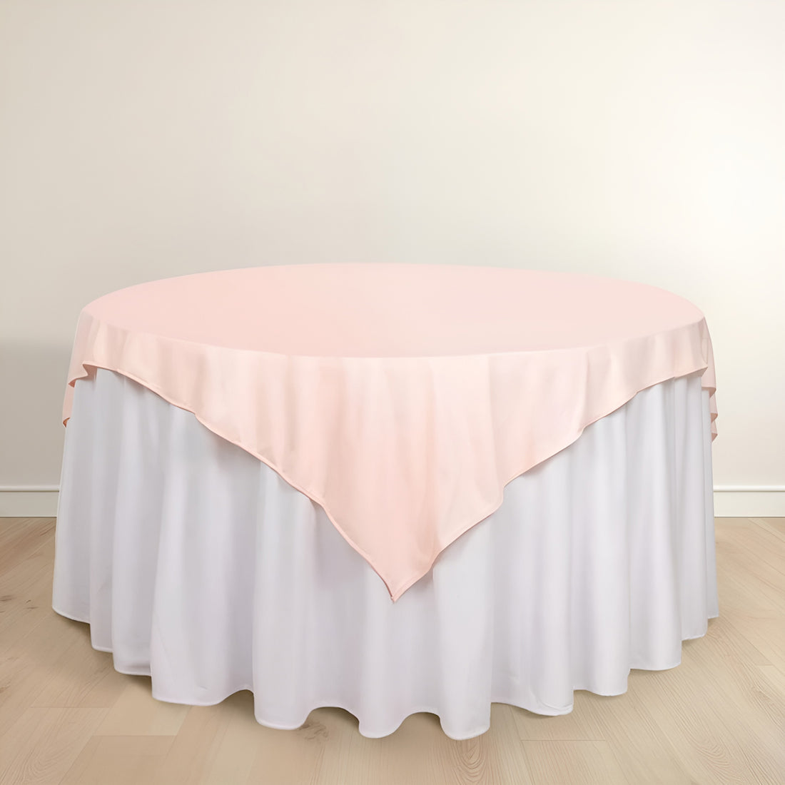 Blush Premium Scuba Square Table Overlay, Wrinkle Free Polyester Seamless Table Topper 70inch
