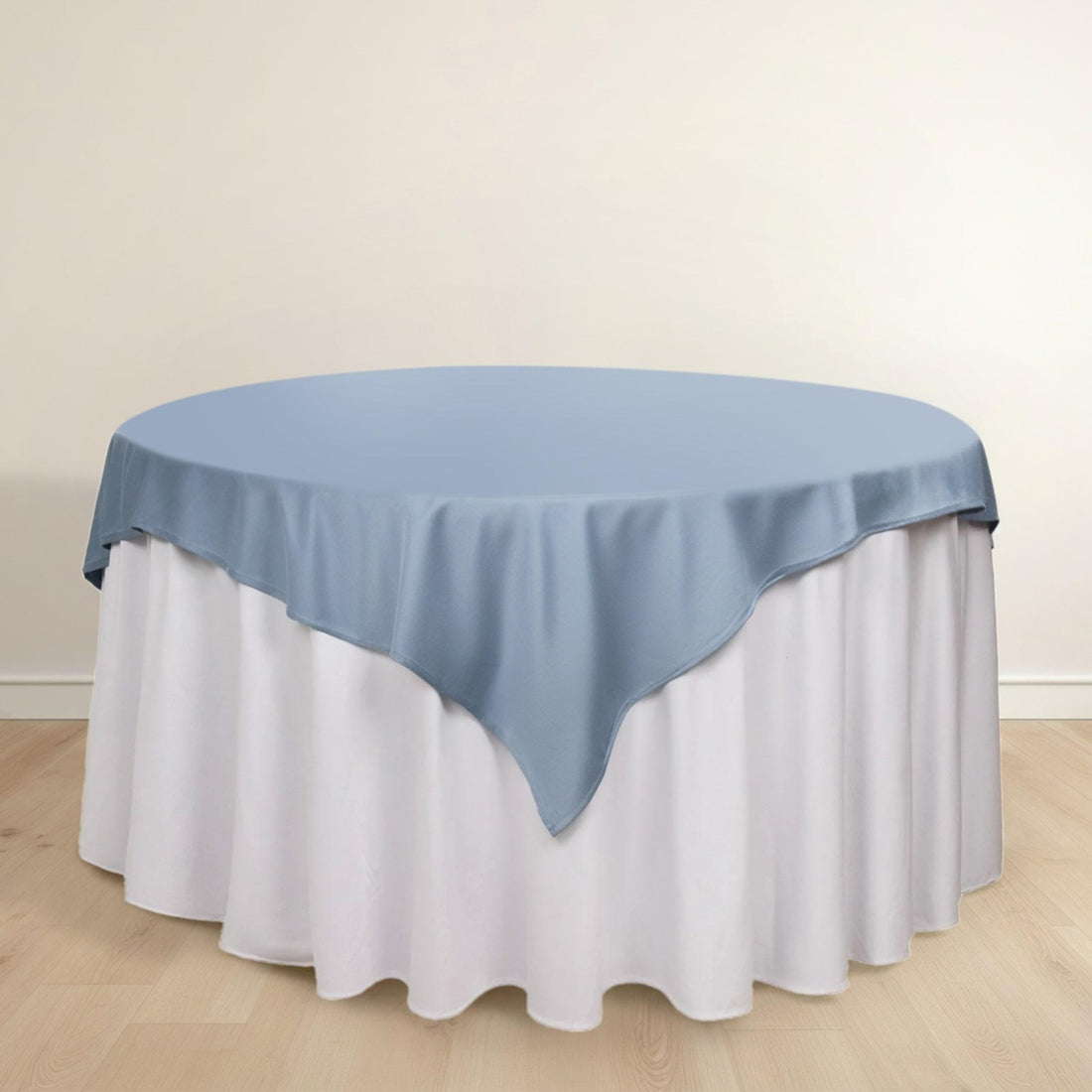 Dusty Blue Premium Scuba Square Table Overlay, Polyester Seamless Table Topper 70inch