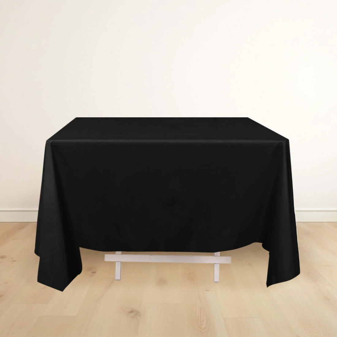 70inch Black Premium Scuba Square Tablecloth, Wrinkle Free Polyester Seamless Tablecloth