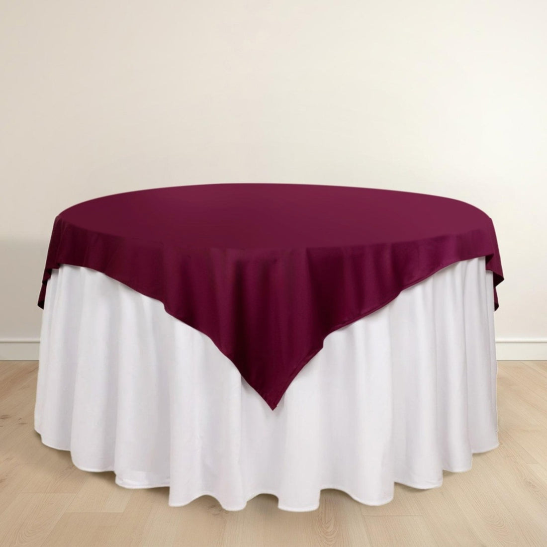 Burgundy Premium Scuba Square Table Overlay, Polyester Seamless Table Topper 70inch